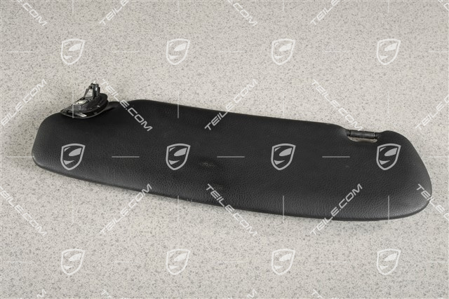 Sonnenblende, mit Spiegel und Leuchte, Kunstleder, Schwarz, R