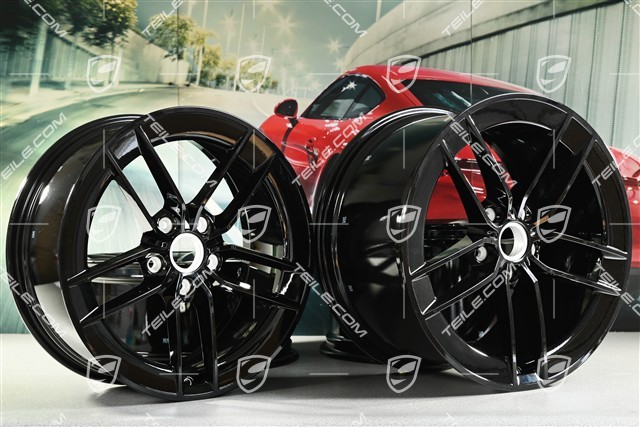 20"+21" Carrera Exclusive Design wheel rim set, rims 8.5J x 20 ET50 + 11.5J x 21 ET79, black high gloss