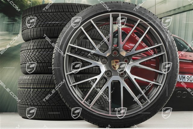 20"+21" Turbo V Winterräder Satz, Felgen 8,5J x 20 ET40 + 11J x 21 ET66 + Goodyear Winterreifen 245/35 R20 + 305/30 R21, DOT/Bj. 2020