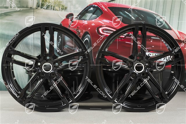 19" Komplet felg Macan Turbo, 8J x 19 ET21 + 9J x 19 ET21, czarny wysoki połysk