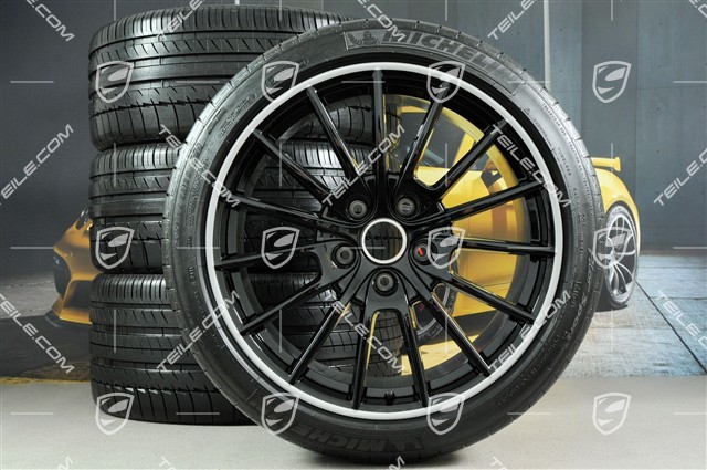 20" Panamera Sport Sommerräder Satz, Felgen 9,5J x 20 ET65 + 11,5J x 20 ET63 + NEUE Michelin Sommerreifen 255/40 ZR20 + 295/35 ZR20, in Schwarz, mit RDK-Sensoren