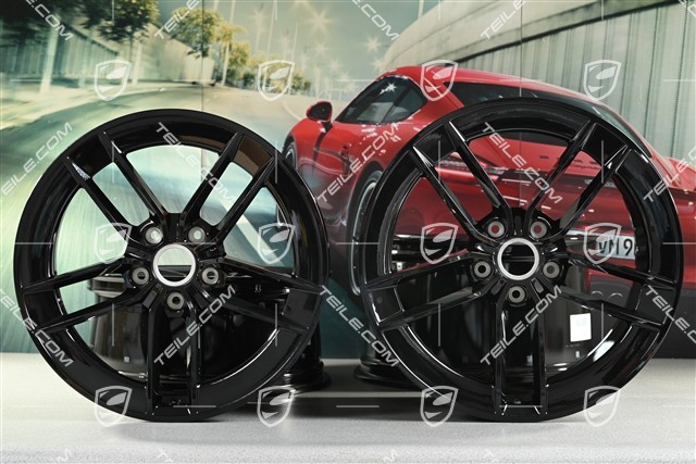 20"+21" Carrera Exclusive Design Felgensatz, Felgen 8,5J x 20 ET50 + 11,5J x 21 ET79, schwarz hochglanz