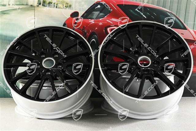 19" Sport Design Felgensatz, schwarz, Felgen 8J x 19 ET57 + 9,5J x 19 ET46, Felgenstern in Schwarz / Rand in Silber