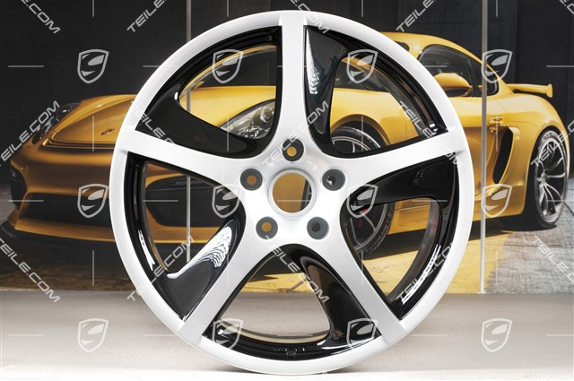 20" Felgensatz Cayenne SportTechno, vo. 9" + hi. 10", silber + schwarz hochglanz