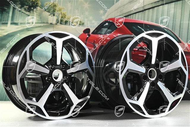 20-inch Taycan Offroad Design wheel rim set, 9J x 20 ET54 + 11J x 20 ET60, black high gloss + glossy Surface