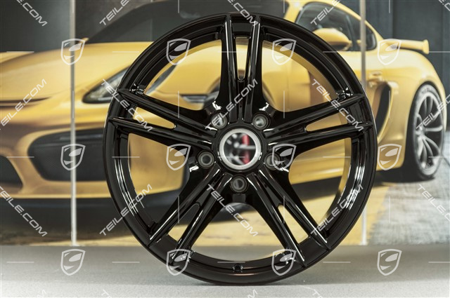 18-inch wheel rim set Boxster S II, 8J x 18 ET57 + 9J x 18 ET43, czarny wysoki połysk