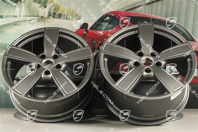 20-inch wheel rim set, Cayenne Sport Classic Comfort, 9J x 20 ET50 + 10,5J x 20 ET55, Platinum satin-matt