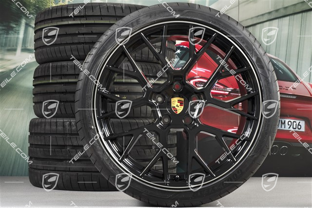20+21-inch summer wheel set RS Spyder Design, rims 8,5J x 20 ET53 + 11,5J x 21 ET67 + summer tyres 245/35 R20 + 305/30 R21, with TPM, black high gloss