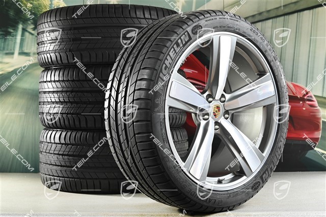 21" koła letnie, komplet, Exclusive Design Sport, felgi 9,5J x 21 ET27 + 10J x 21 ET19 + NOWE opony letnie Michelin 265/40 R21 + 295/35 R21, platinum silver, z czujnikami ciśnienia
