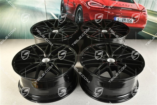 21-inch wheel rim set Cayenne RS Spyder Design, 11J x 21 ET49 + 9,5J x 21 ET46, black high gloss