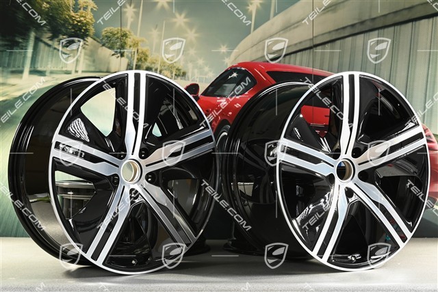 22" felgi Macan Exclusive Design, komplet, 9J x 22 ET29 + 11J x 22 ET47, czarny wysoki połysk