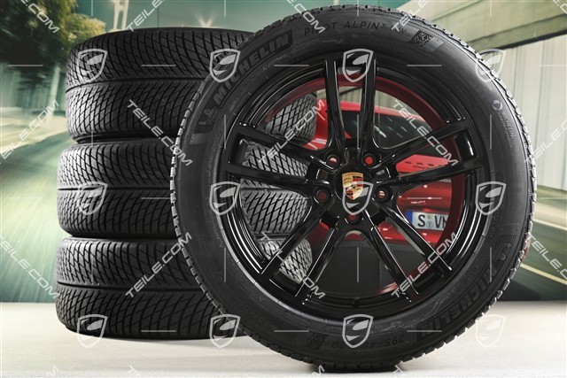 20-inch Cayenne Sport winter wheel set, rims 9J x 20 ET50 + 10,5J x 20 ET64 + Michelin winter tyres 255/55 R20 + 295/45 R20, with TPMS, black high gloss