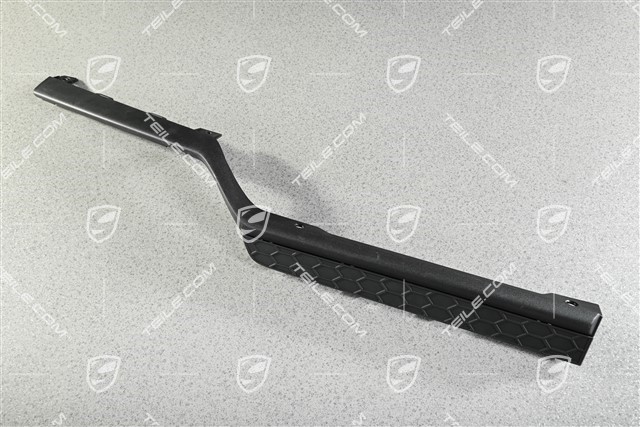 Rear bumper cover trim, lower, car with trailer coupling, black matte, R