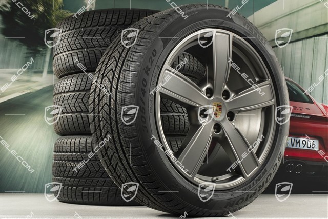 20-inch Cayenne COUPE Sport Classic winter wheel set, rims 9J x 20 ET50 + 10,5J x 20 ET55 +  Pirelli winter tyres 275/45 R20 + 305/40 R20, with TPMS, Platinum satin mat