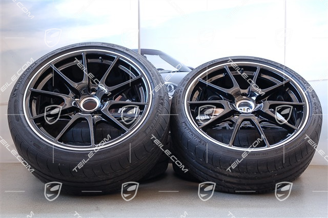 19" Komplet kół letnich Boxster Spyder, Edycja Specj. Black Edition, 10J x 19 ET42+8,5J x 19 ET55 + opony Michelin, ok. 1.500km