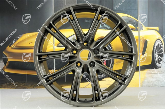 21" Felgensatz Panamera Exclusive, 9,5J x 21 ET71 + 11,5J x 21 ET69, Platinum Seidenmatt