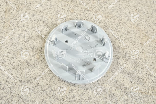 Radzierdeckel, konkav, Wappen in Rhodium, poliert