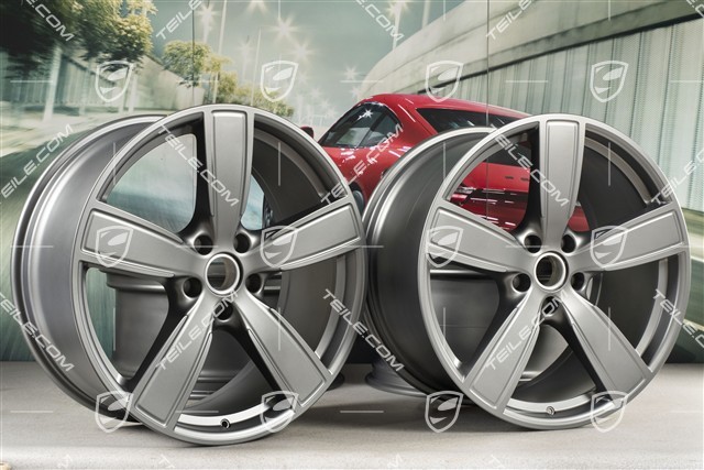 22" Felgensatz Cayenne Sport Classic, 10J x 22 ET48 + 11,5J x 22 ET61, Platinum Seidenmatt