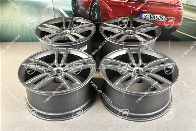 21" Felgensatz Cayenne Turbo Design, 11J x 21 ET58 + 9,5J x 21 ET46, Vesuvgrau