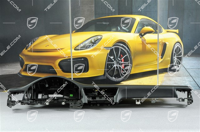 Dashboard trim, upper part, leather black / seam Rhodium Silver