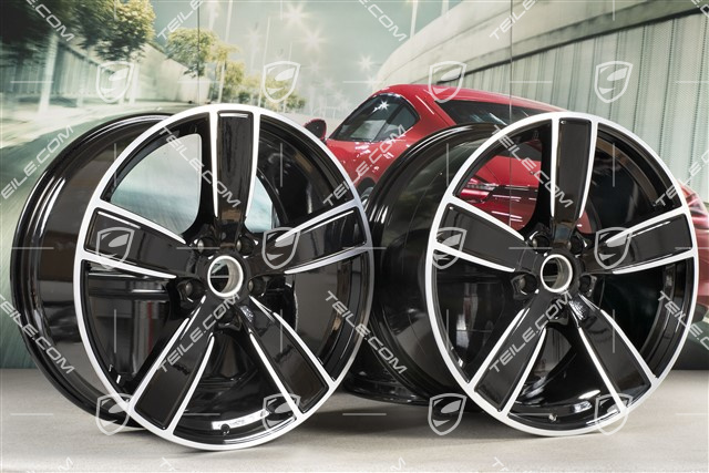 22" Komplet felg Cayenne Sport Classic, 10J x 22 ET48 + 11,5J x 22 ET61, czarny wysoki połysk