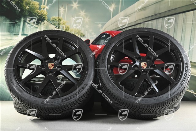 21-inch Panamera SportDesign Winter wheel set, wheel rims 9,5J x 21 ET71 + 10,5J x 21 ET71 + Michelin Pilot Alpin 5 winter tyres 275/35 R21 + 315/30 R21, black satin matt