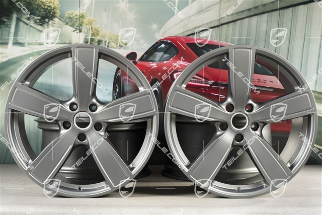 22" Felgensatz Cayenne Sport Classic, 10J x 22 ET48 + 11,5J x 22 ET61, Platinum Seidenmatt