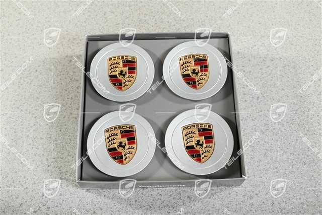 Hub cap set, crest coloured, Silver
