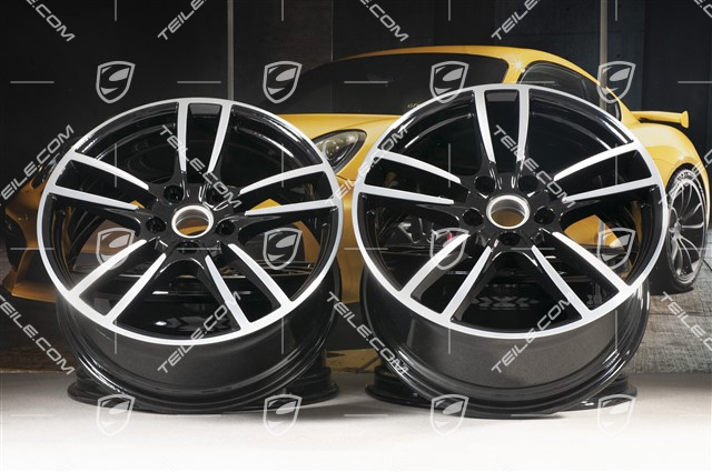 20-inch Cayenne Sport wheel rim set, 10,5J x 20 ET64 + 9J x 20 ET50, wheels stars in black