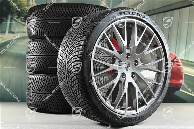 21" Panamera Exclusive Design Winterräder Satz, Felgen 9,5J x 21 ET71 + 10,5J x 21 ET71 + Michelin Winterreifen 275/35 R21 + 315/30 R21, Platinsilber