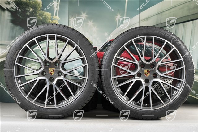 21" koła zimowe Cayenne COUPÉ RS Spyder, komplet, felgi 9,5J x 21 ET46 + 11,0J x 21 ET49 + opony zimowe Michelin Pilot Alpin 5 275/40 R21 + 305/35 R21, z czujnikami ciśnienia