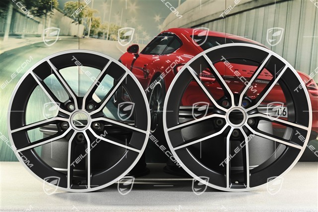 20"+21" Carrera Exclusive Design wheel rim set, rims 8.5J x 20 ET50 + 11.5J x 21 ET79, black satin matt