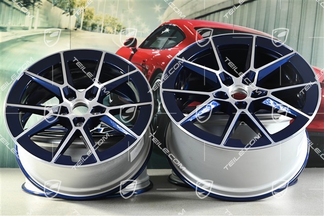 20+21" Carrera S komplet felg, 8,5J x20 ET50 + 11,5J x 21 ET79, niebieski - Enzian Blue