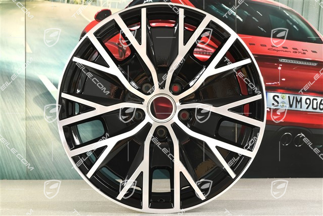 20" Felge Taycan Turbo S Aero Design, 9J x 20 ET54, schwarz hochglanz mit glanzgedrehter Stirnfläche