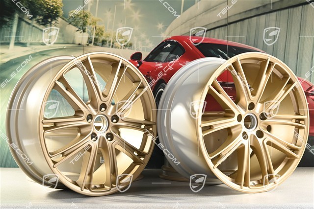 21" Komplet felg Panamera Exclusive, 9,5J x 21 ET71 + 11,5J x 21 ET69, Aurum
