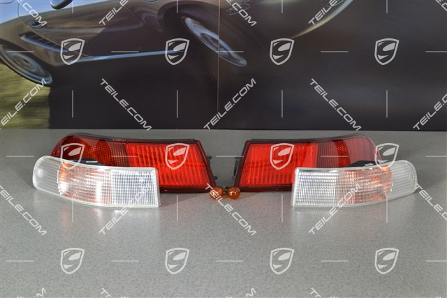 Heckleuchten in Rot (L+R) + Blinkleuchten in Weiß (L+R), SATZ (4 Teile)