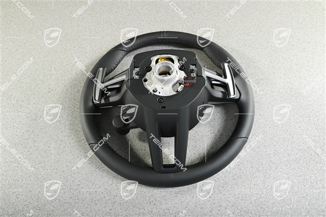 Multifunction steering wheel, sports chrono, heated, black leather/carbon