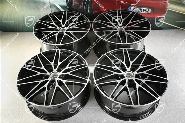 22" Macan RS Spyder design wheel set, 9J x 22 ET29 + 11J x 22 ET47, high-gloss black