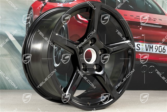 18" Komplet felg Boxster IV, 8J x 18 ET57 + 9,5J x 18 ET49, czarny wysoki połysk