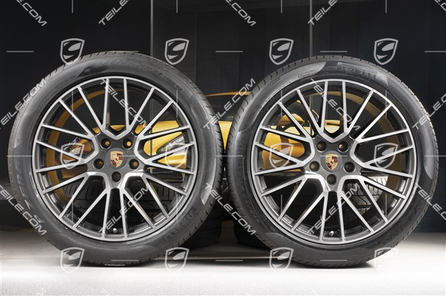 21" koła letnie Cayenne RS Spyder, komplet, felgi 9,5J x 21 ET46 + 11,0J x 21 ET58 + NOWE opony letnie Pirelli P Zero 285/40 R21 + 315/35 R21, z czujnikami ciśnienia