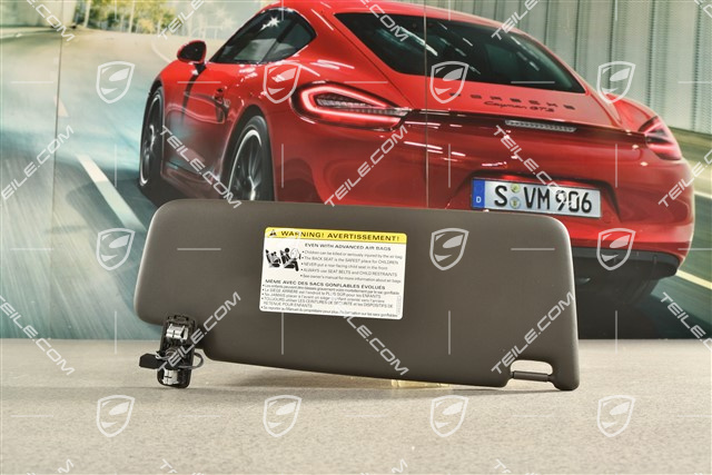 Sonnenblende, mit Spiegel und Leuchte, Achatgrau, L