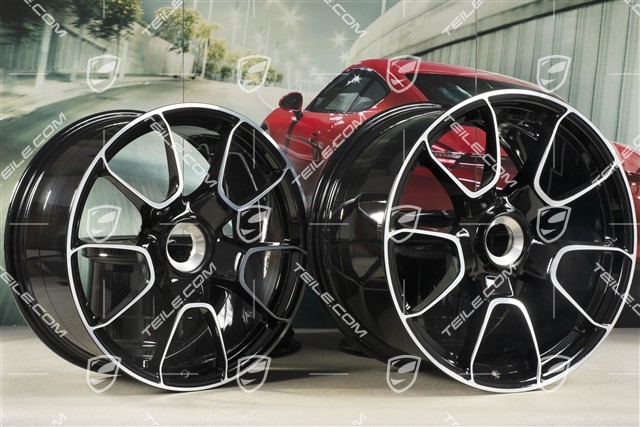 20-inch + 21-inch Turbo S Exclusive Design wheel rim set, 9,5J x 20 ET44 + 12J x 21 ET70, black high gloss