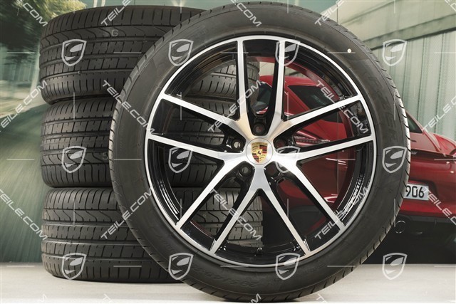 20" koła letnie komplet "Macan S" , felgi 9J x 20 ET26 + 10J x 20 ET19 + NOWE opony letnie Pirelli 265/45 R20 + 295/40 R20, z czujnikami ciśnienia RDK