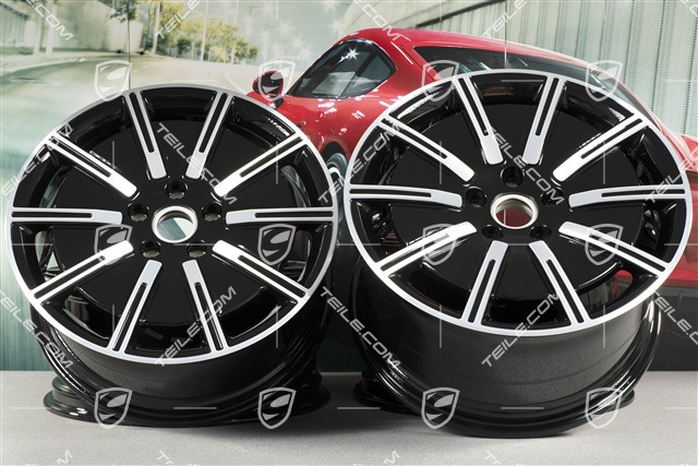 20" Felgensatz Sport Aero, 9J x 20 ET54 + 11J x 20 ET60, schwarz hochglanz mit glanzgedrehter Stirnfläche