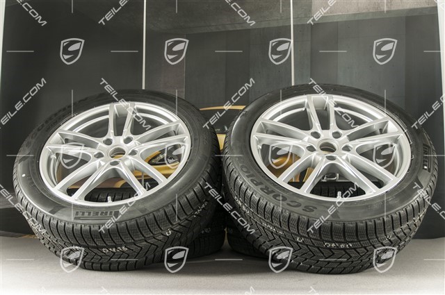 20" koła zimowe Cayenne Sport, komplet, felgi 9J x 20 ET50 + 10,5J x 20 ET64 + NOWE opony zimowe Pirelli 275/45 R20 + 305/40 R20, z czujnikami ciśnienia