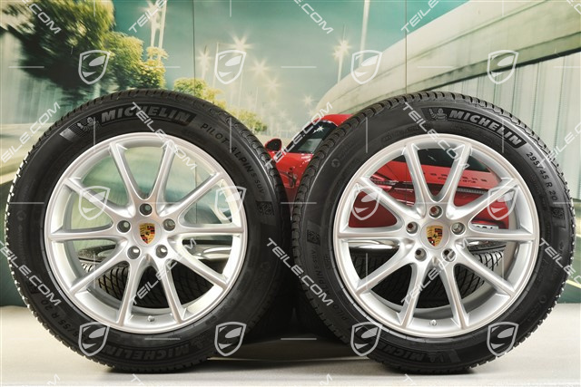 20" Cayenne Design Winterräder Satz, Felgen 9J x 20 ET50 + 10,5J x 20 ET64 + Michelin Winterreifen 255/55 R20 + 295/45 R20, mit RDK-Sensoren