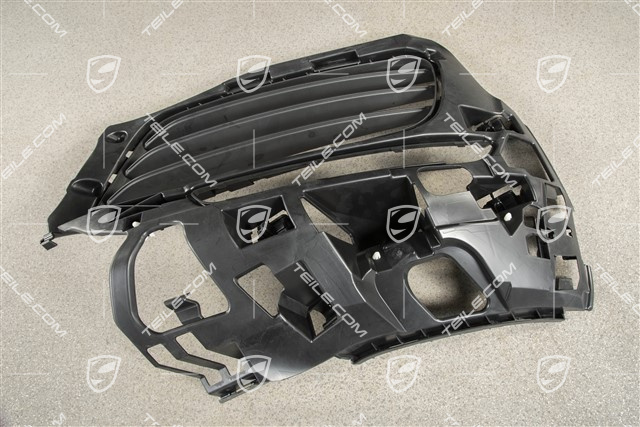 Front bumper retainer frame / grille / vent, lateral, Black matte, R