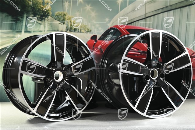 22-inch Cayenne Coupé wheel rim set Sport Classic, wheel rims 10J x 22 ET48 + 11,5J x 22 ET52, black high gloss