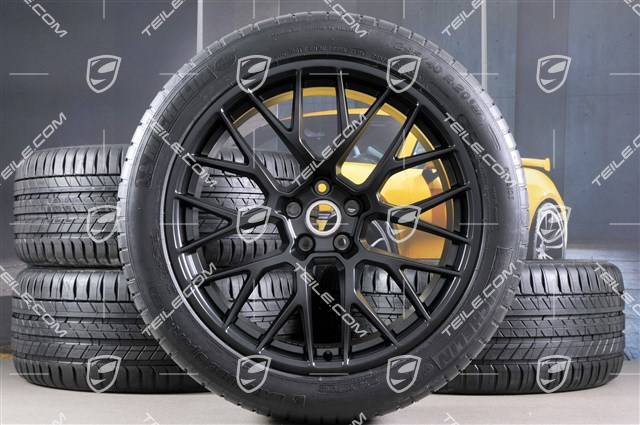 20" "RS Spyder Design" in Schwarz (seidenglanz), Sommerräder Satz, Felgen 9J x 20 ET26 + 10J x 20 ET19 + Michelin Sommerreifen 265/45 R 20 + 295/40 R 20, mit RDK-Sensoren