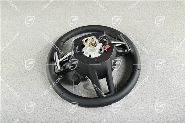 Sportlenkrad, Multifunktionslenkrad, 3-Speichen, Leder Schwarz / Sport Chrono